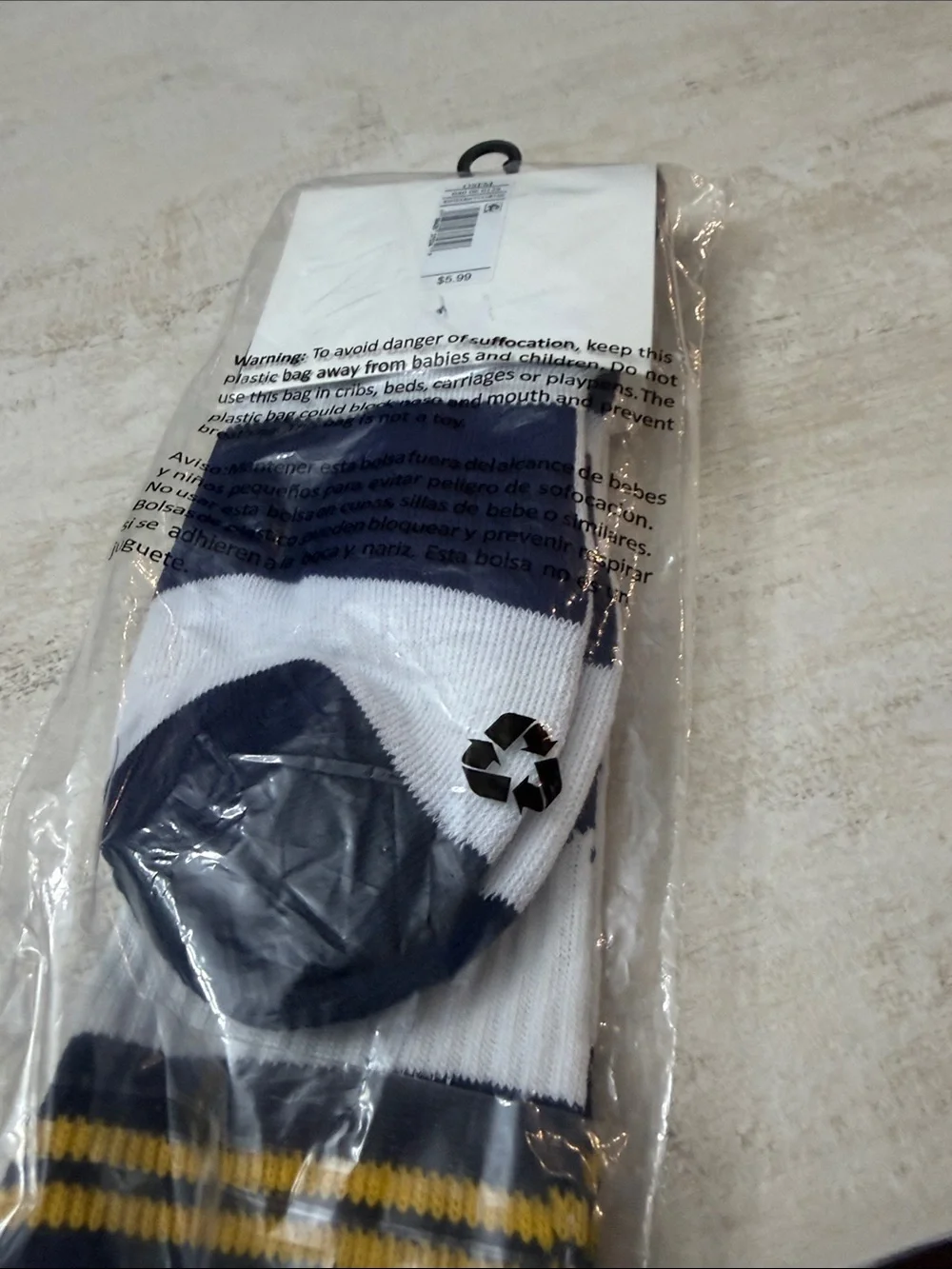 White & Navy Crew Socks corona